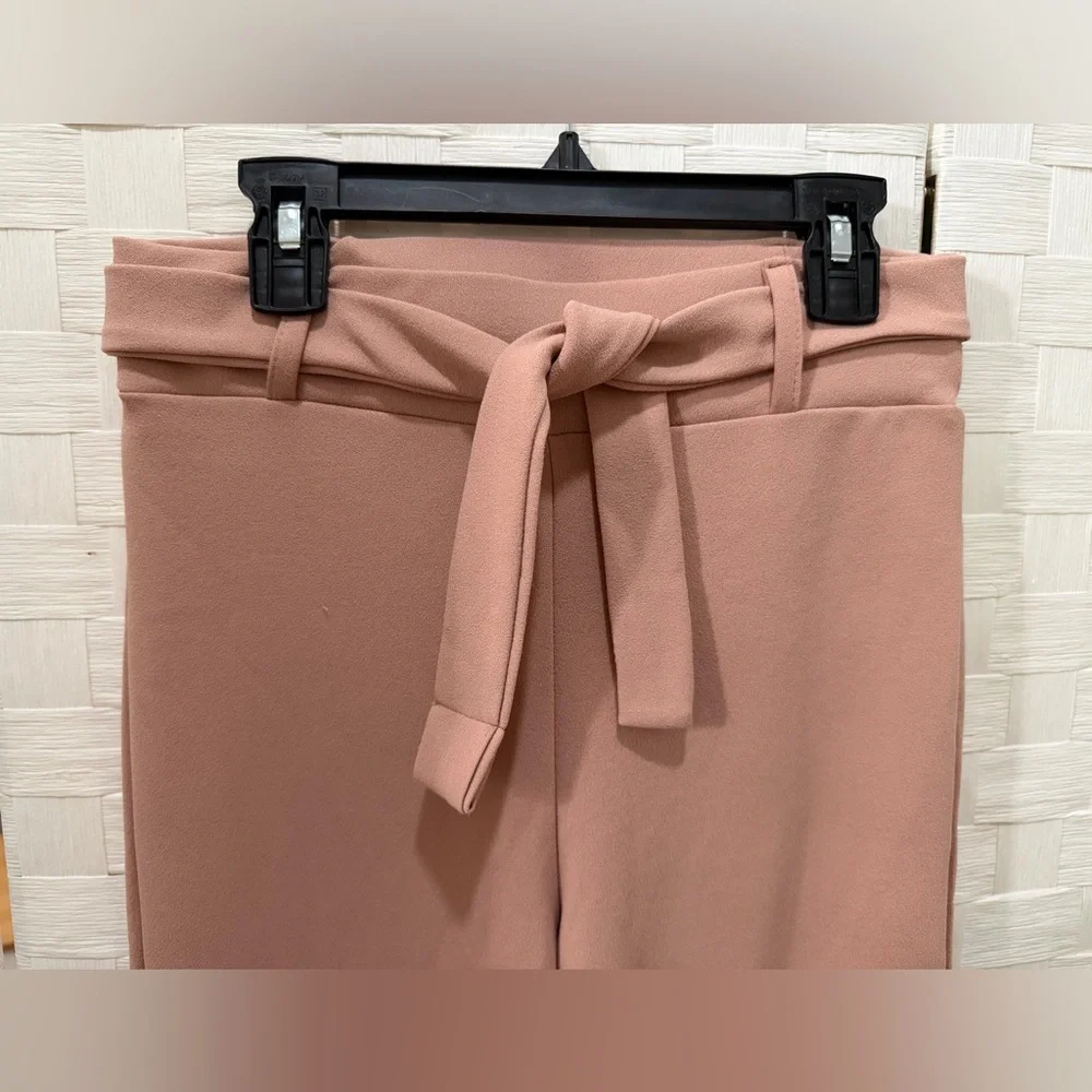PrettyLittleThing Blush Pink High Waisted Tie Waist Skinny Pants Size 4